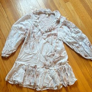 H&M Baby Doll Dress Soft Light Floral Long Sleeve Ruffle V-Neck Size 6